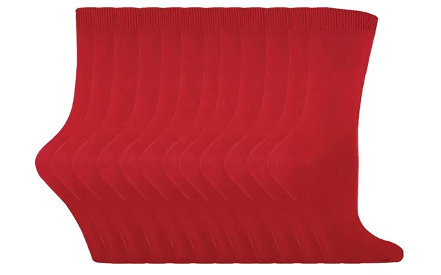 12 Pairs Ladies Plain Coloured Cotton Socks - Red product image