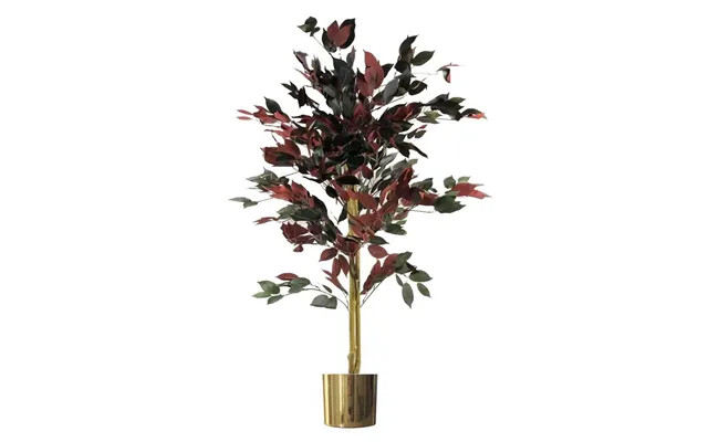 120cm 4ft Artificial Dark Red Green Ficus Plant - Gold Planter product image