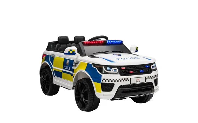 12v Kid Electric Ride On Police Car W Remote Siren Bluetooth 3-6 Years Homcom