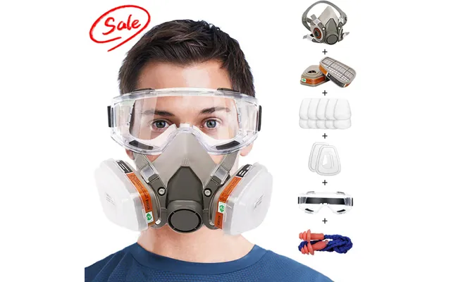 17 In 1 Full Face Mask 6200 Gas Mask Facepiece Spray Respirator Filter Chemical