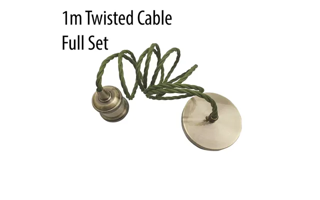 1m Army Green Twisted Cable E27 Base Green Brass Holder 1710