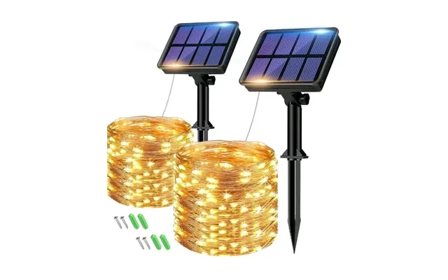 2 Pack Solar Powered String Lights Outdoor Garden Waterproof 10m X2 Fairy 8 Mode