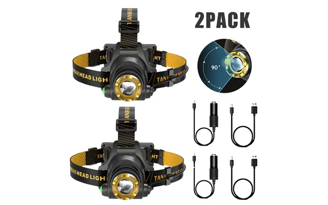 2 Pack Usb Rechargeable Led Headlamp 3 Modes Head Torch Zoomable Headlight Car Charger Usb Cable