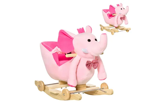 2-in-1 Pink Baby Rocking Horse Ride On Elephant - Wheels, Music