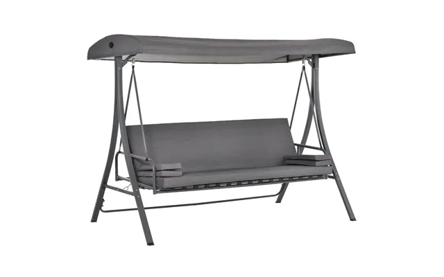 2-in-1 Swing Chair 3 Seater Bench Hammock Bed Adjustable Canopy Pillow - Grey