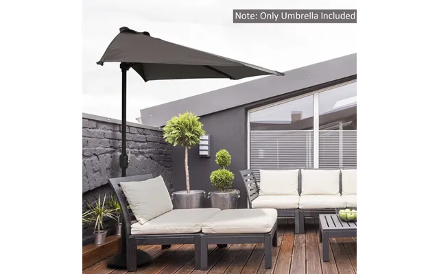 2.7m Half Round Umbrella Parasol - Uv Resistant, Waterproof, Portable