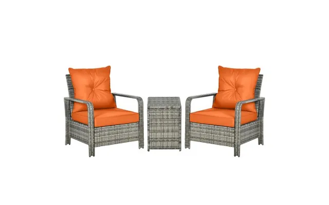 3 Pcs Pe Rattan Garden Sofa Set W 2 Chairs & Storage Table Orange product image
