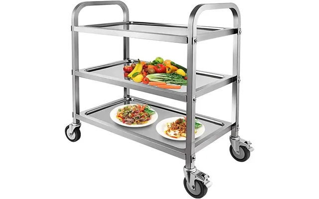 3 Tier Catering Trolley Stainless Steel With Locking Wheels 75x40x83cm Nisorpa