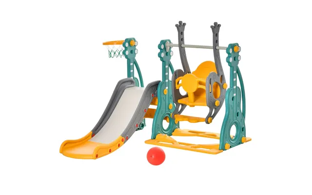 3-in-1 Kids Swing And Slide Set With Basketball Hoop Slide Swing