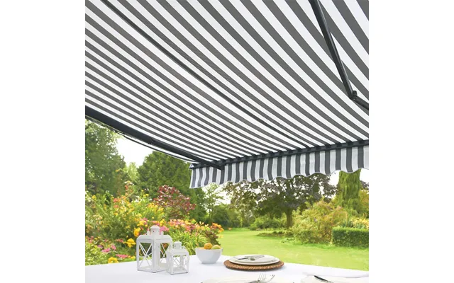 3.5m Kensington Deluxe Easy Fit Grey White Awning - High Quality Polyester Fabric