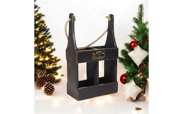 39cm Wooden Black 2 Bottle Wine Holder