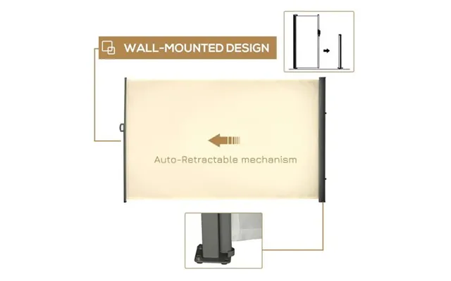 3x2m Retractable Side Awning Screen Fence Patio Privacy Divider Cream product image