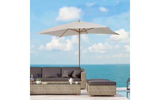 3x2m Wooden Patio Parasol Umbrella - White product image