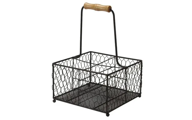 4 Bottle Holder With Wooden Handle M&w
