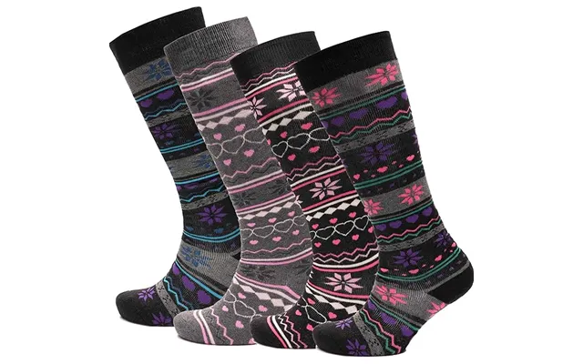 4 Pairs Ladies Ski Boot Socks Knee Length Cotton Rich With Full Cushioning And Thermal Insulation For Warmth And Comfort