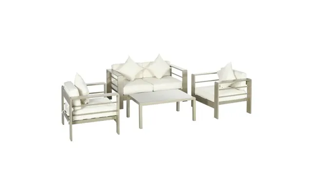 4 Pcs Aluminium Garden Furniture Set W Thick Padded Cushion