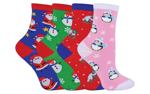 4 Pk Kids Christmas Socks - 4-6 Uk