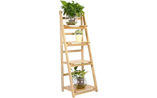 4-tier Wooden Ladder Plant Stand Foldable Flower Shelf - 112cm Height