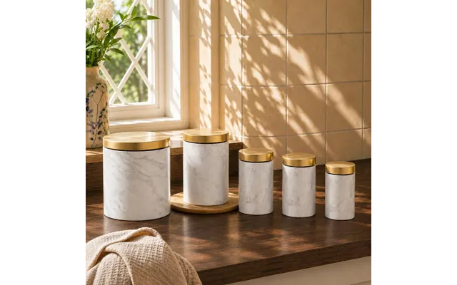 5 Piece Kitchen Storage Set In Marble Effect Easton