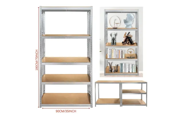 5 Tier Heavy Duty Galvanised Adjustable Storage Shelving Unit 875kg Metal Racking - Large Galvanised