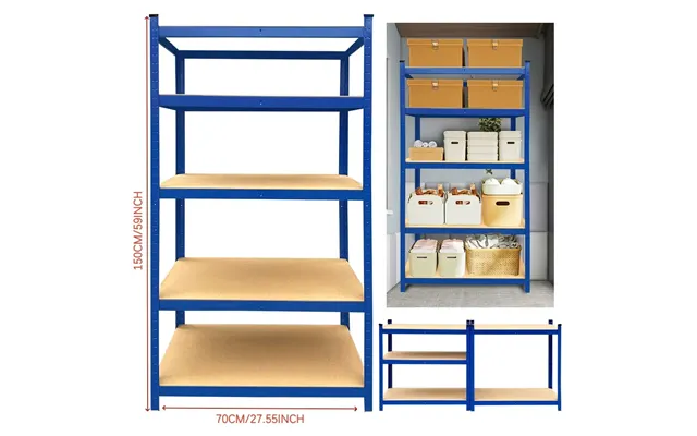 5 Tier Heavy Duty Galvanised Adjustable Storage Shelving Unit 875kg Metal Racking - Standard Blue