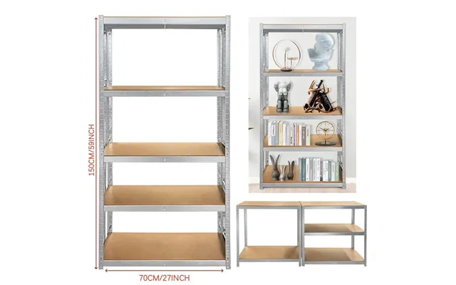 5 Tier Heavy Duty Galvanised Adjustable Storage Shelving Unit 875kg Metal Racking - Standard Galvanised