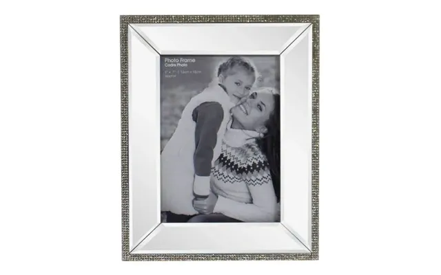 5 X 7 Mirrored Freestanding Photo Frame With Crystal Detail