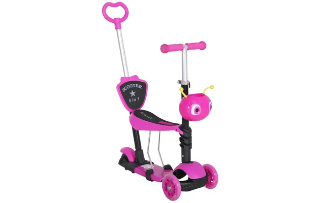 5-in-1 Kids Baby Toddler Kick Scooter Removable Seat Height Adjustable Pink