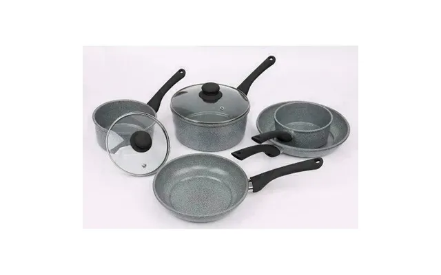 5-pcs Forged Carbon Steel Marble Ceramic Non-stick Kitchen Set - Saucepan & Frying Pan Combo
