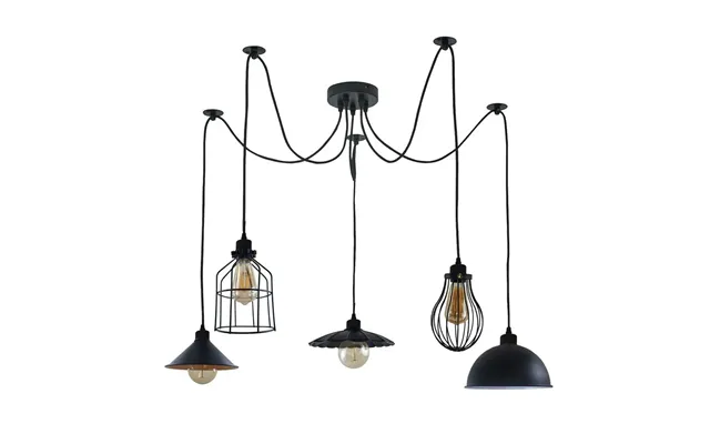 5way Vintage Industrial Ceiling Lamp Shade Chandelier Retro Spider Pendant Light - Without Bulb Black product image