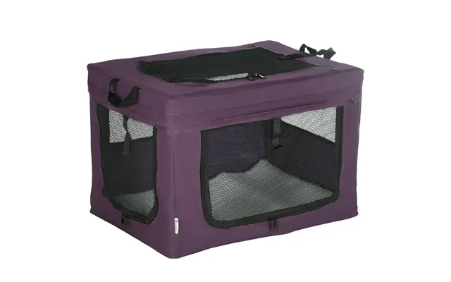 60cm Foldable Pet Carrier Cat Bag W Cushion, For Miniature Dogs - Purple