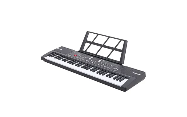 61 Keys Electronic Keyboard Piano Full Size Digital Music Set Microphone Stand Black - Black