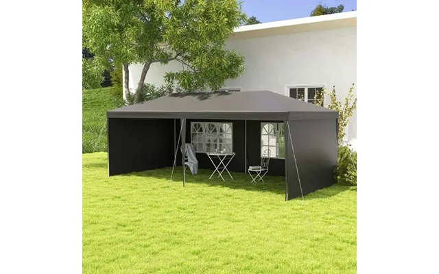 6m X 3m Garden Gazebo Marquee Canopy Party Tent Canopy Patio Dark Grey