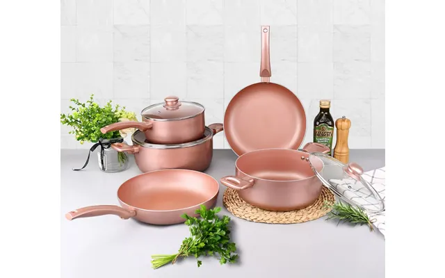 8pc Rose Gold Pan Set - Trendy, Efficient, And Healthier Cooking