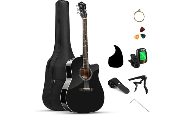 Acoustic Guitar Full Size 41 Inch Cutaway Starter Kit With Accessories Moukey