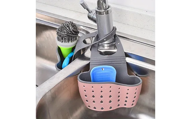 Adjustable Sink Sponge Rack - Hanging Drain Bag Organiser For Kitchen & Bathroom