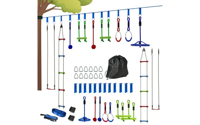 Aiyaplay 10 Piece Zip Line Kit For Kids - For Outdoor Garden