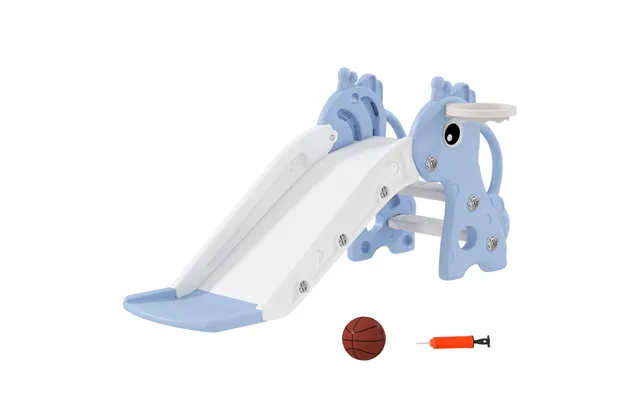 Aiyaplay 3 In 1 Kids Slide With Climber, Basketball Hoop And Ball, Blue - Blue