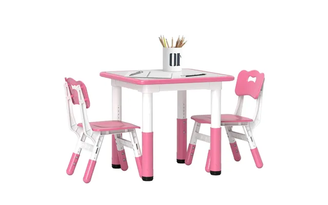 Aiyaplay 3 Pcs Height Adjustable Kids Table And Chair Set For Playroom - Pink product image