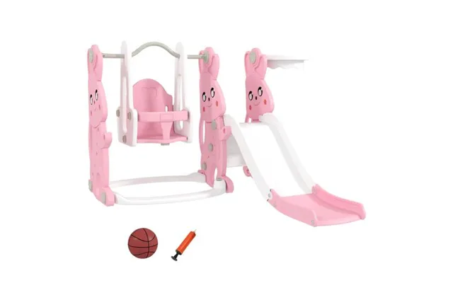 Aiyaplay 4 In 1 Kids Slide And Swing Set With Climber - Basketball Hoop