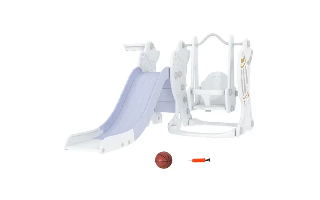 Aiyaplay Space-themed Slide And Swing Set For Kids - Swing Slide Basketball Hoop