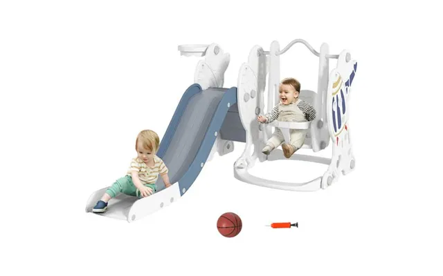Aiyaplay Space-themed Slide And Swing Set For Kids W Basketball Hoop