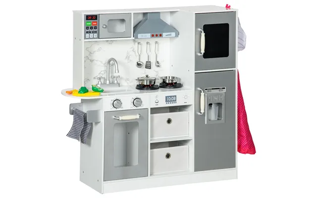 Aiyaplay Toy Kitchen Playset With Lights, Sounds, Apron, Chef Hat - White product image