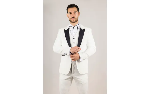 Ak-24 - Men's White 3 Piece Velvet Wedding Tuxedo Suit