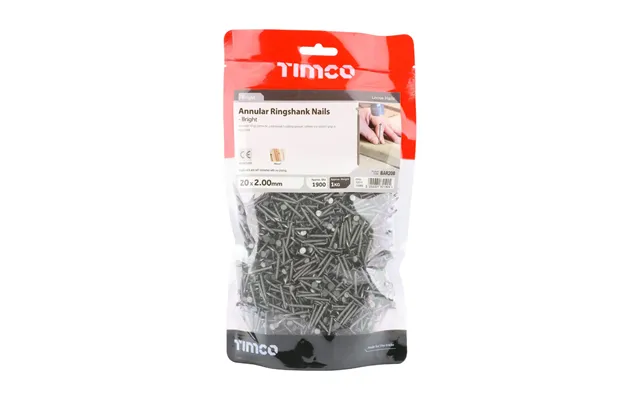 Annular Ringshank Nails Bright Finish 1kg Bags - 20mm × 2.0mm