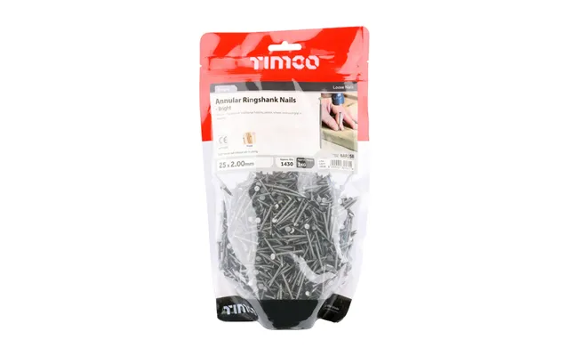 Annular Ringshank Nails Bright Finish 1kg Bags - 25mm × 2.0mm