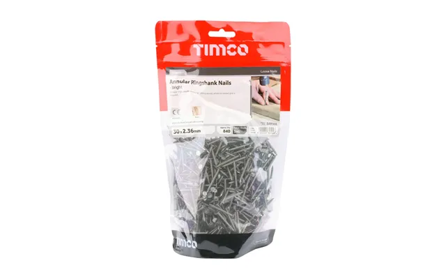 Annular Ringshank Nails Bright Finish 1kg Bags - 30mm × 2.36mm