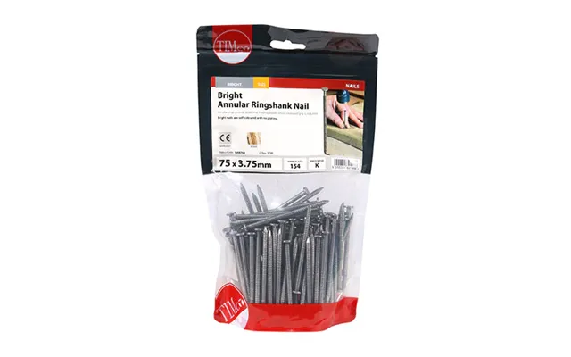 Annular Ringshank Nails Bright Finish 1kg Bags - 75mm × 3.75mm