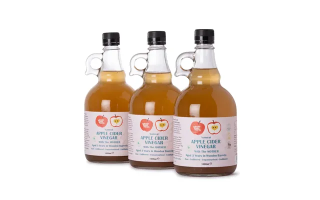 Apple Cider Vinegar 3 X 1l With Mother Raw Unpasturised Unfiltered Gmo Free