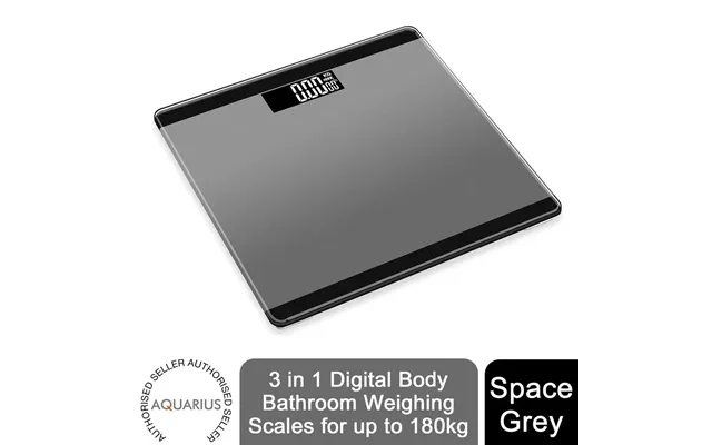 Aquarius 3 In 1 Digital Body Bathroom Weighing Scales For Up To 180kg - Space Grey